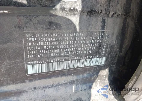 2011 Volkswagen Gti 4-Door Autobahn из США, поврежденный, VIN WVWHV7AJ1BW067579